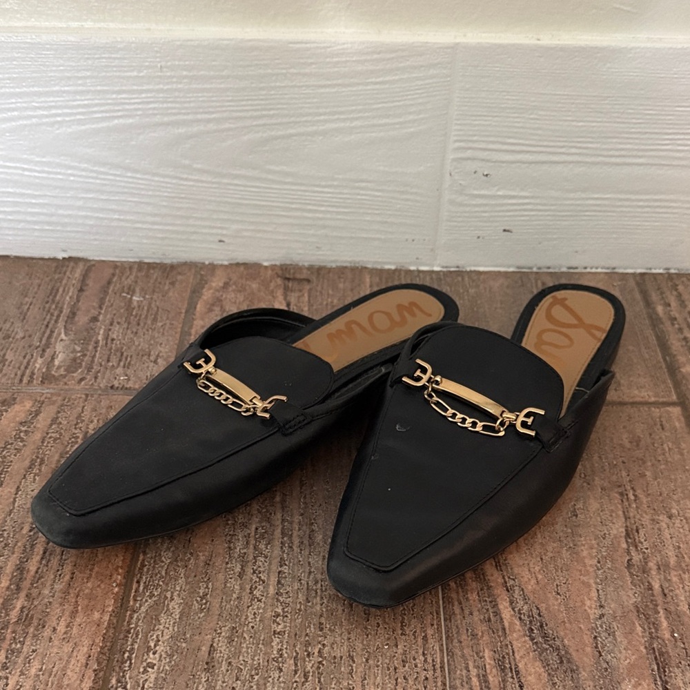 Black Chain Detail Mules